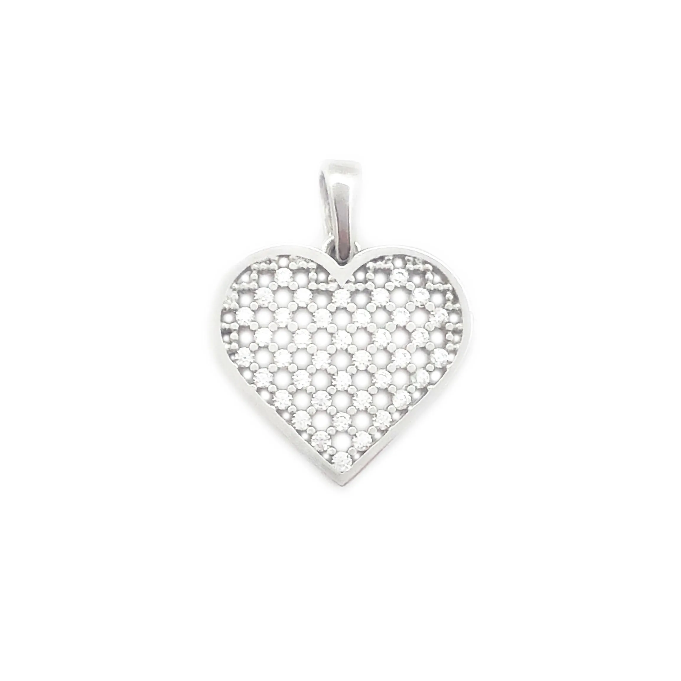 "Transparent" Stoneset Heart Pendant (14K)