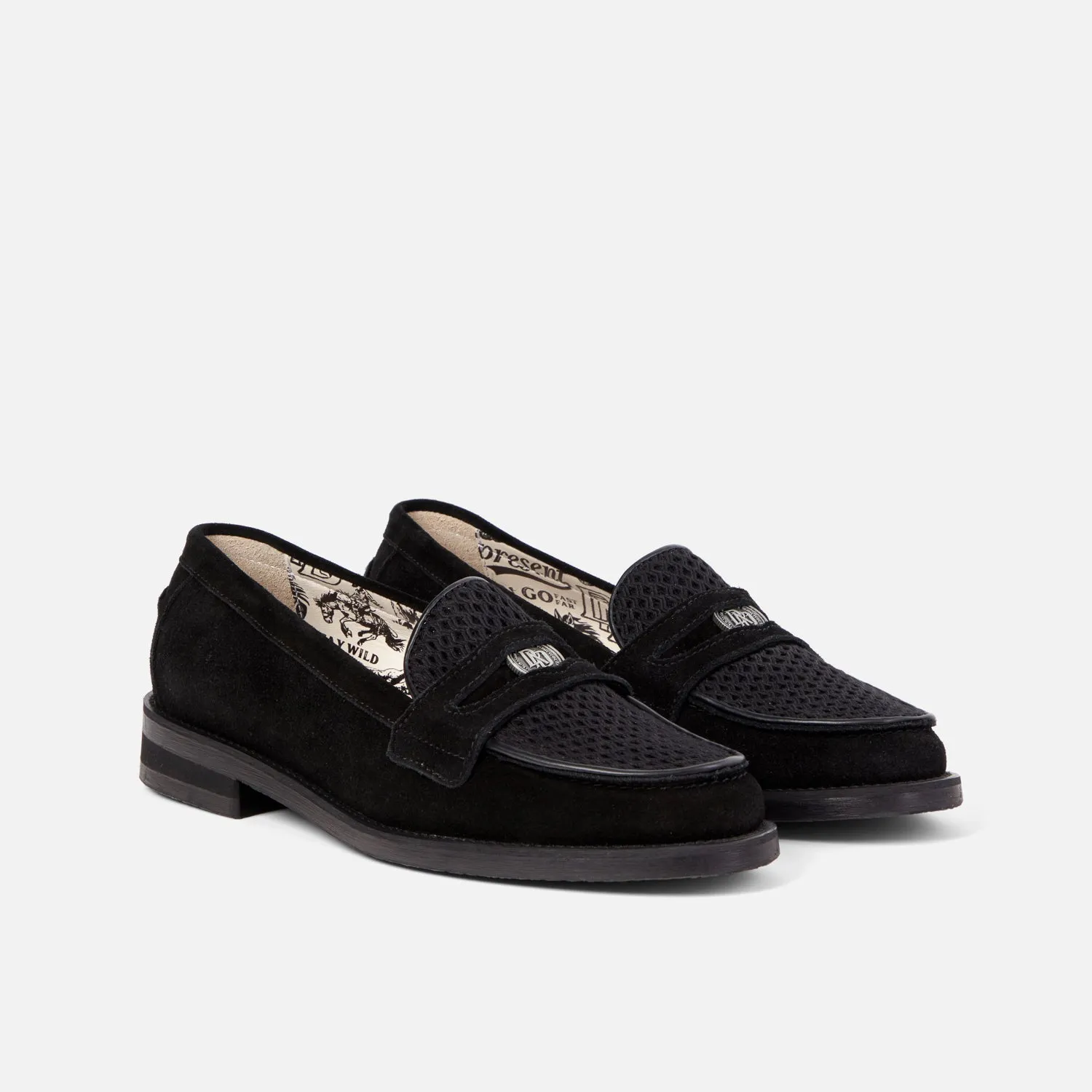 Represent Black Suede Rattan Penny Loafer - Women's