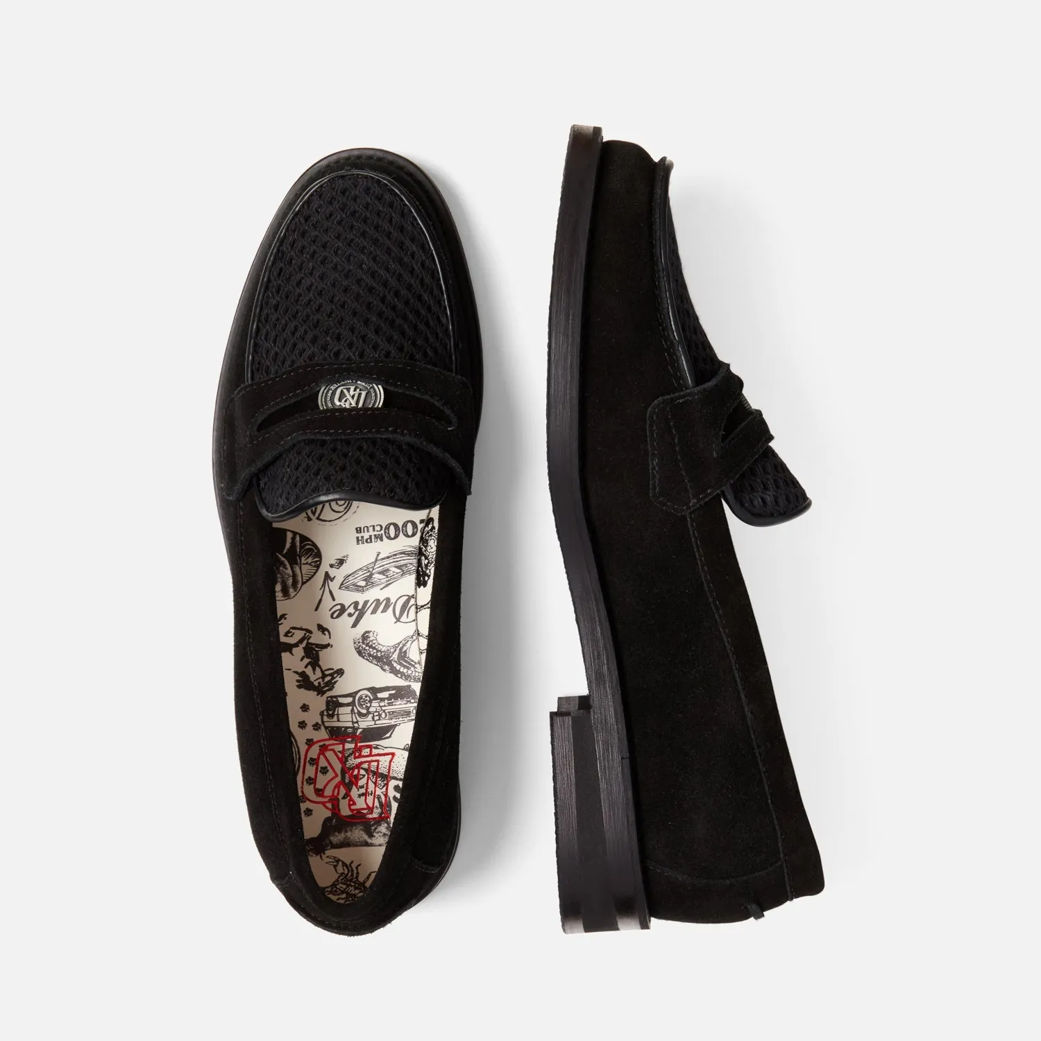 Represent Black Suede Rattan Penny Loafer - Women's