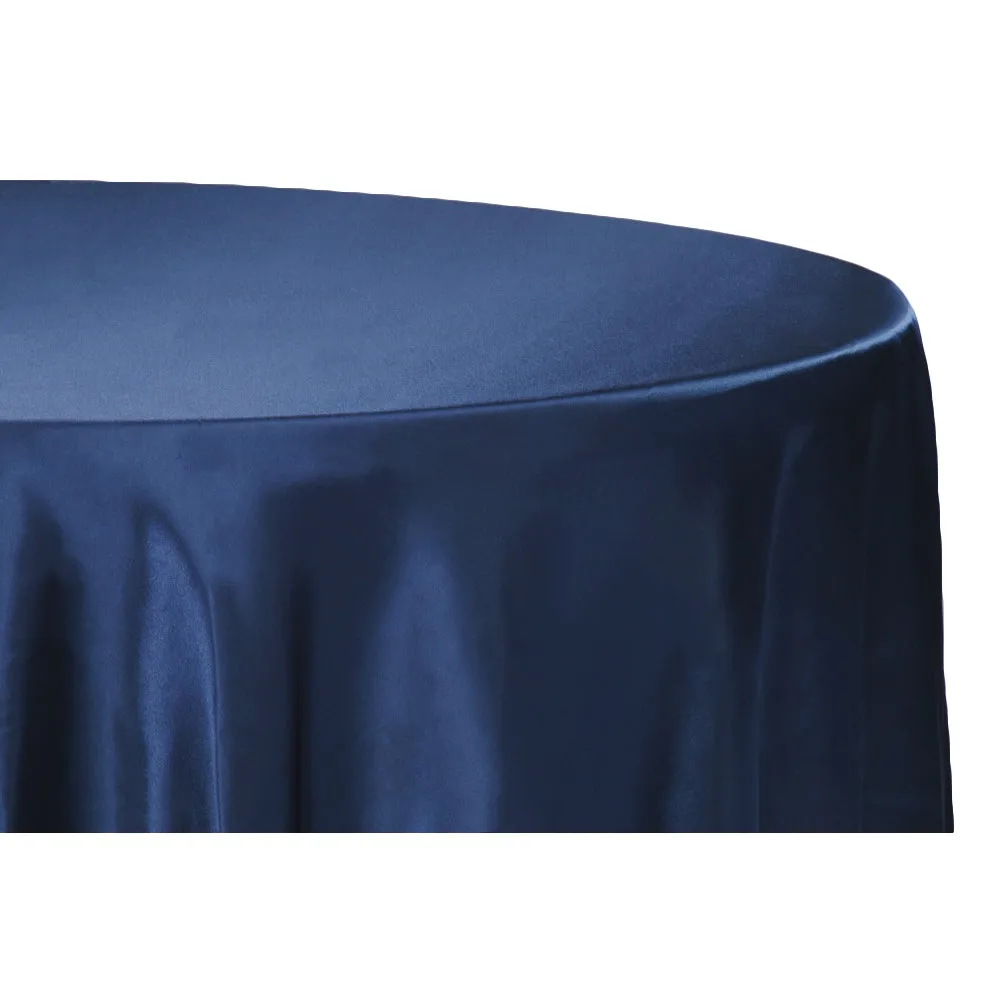 Satin 132" Round Tablecloth - Navy Blue