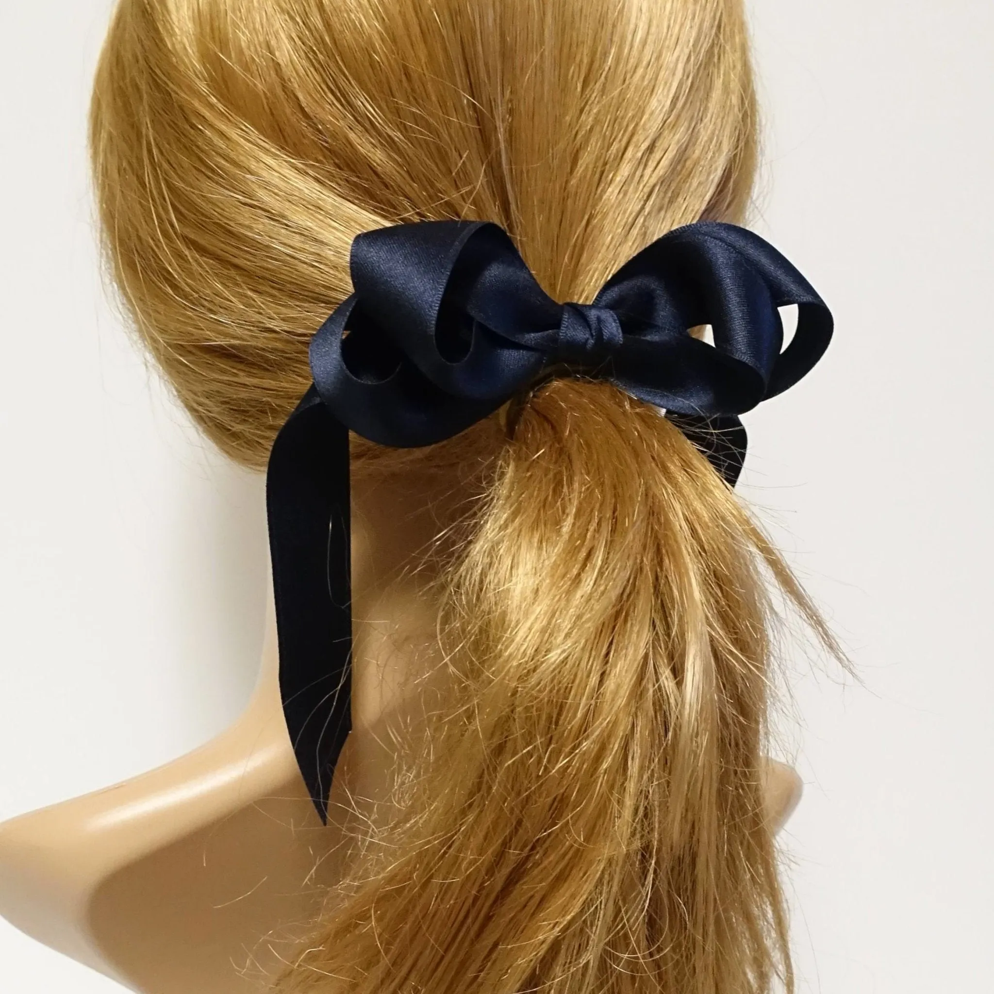 Satin Long Tail Bow French Hair Barrette Handmade Hair Accessory for Women