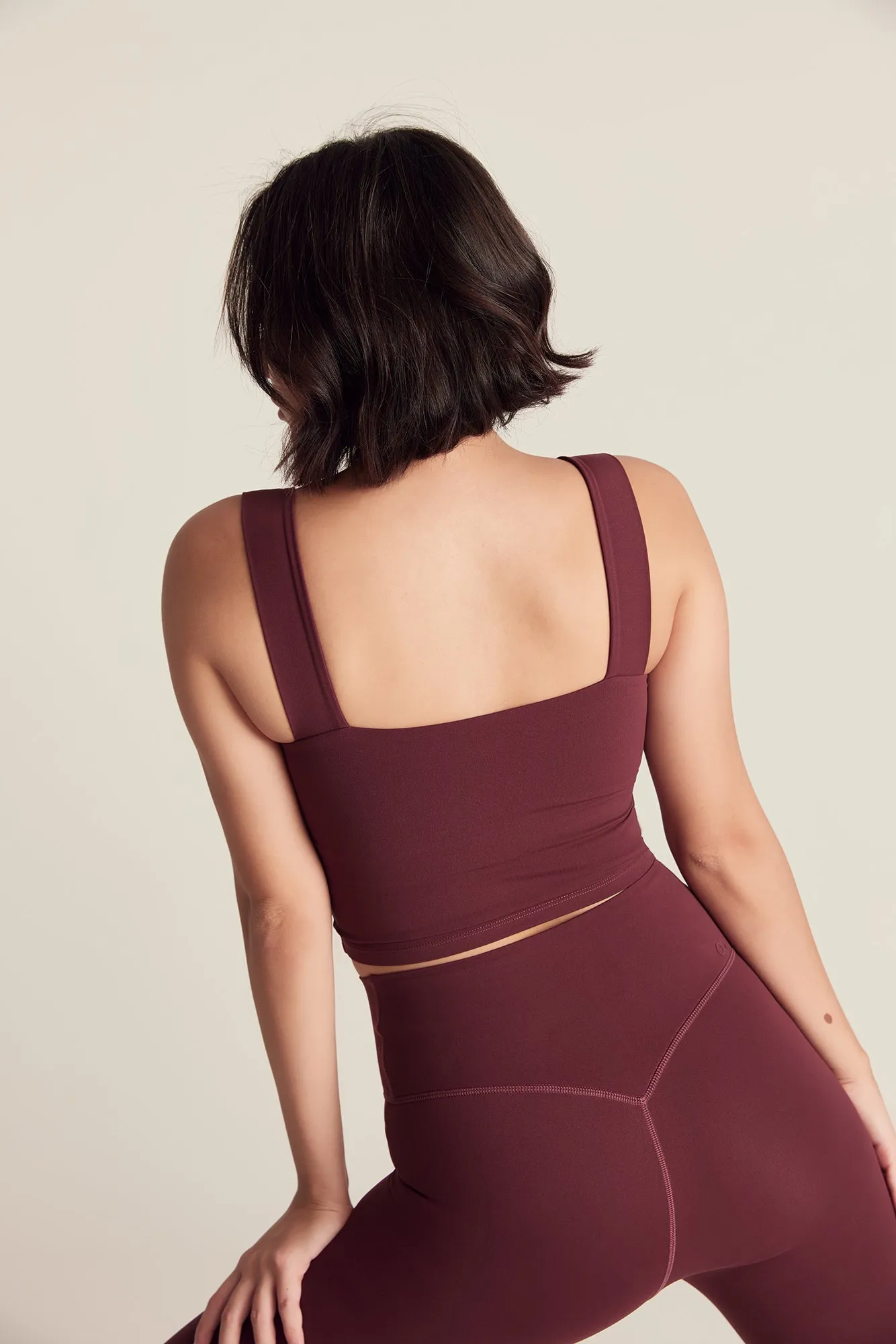 Square Neck Longline Bra in Dark Cherry