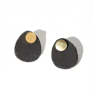 Stone 2-in-1 Earrings - Charcoal   Brass