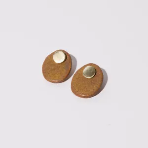 Stone 2-in-1 Earrings - Golden Umber   Brass