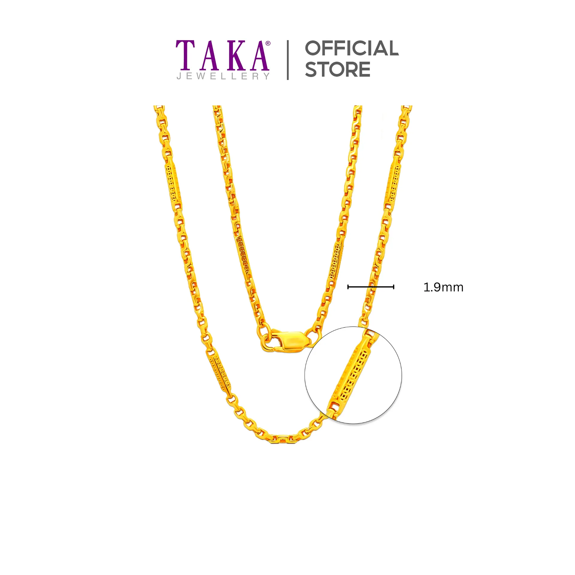 TAKA Jewellery 916 Gold Chain Necklace