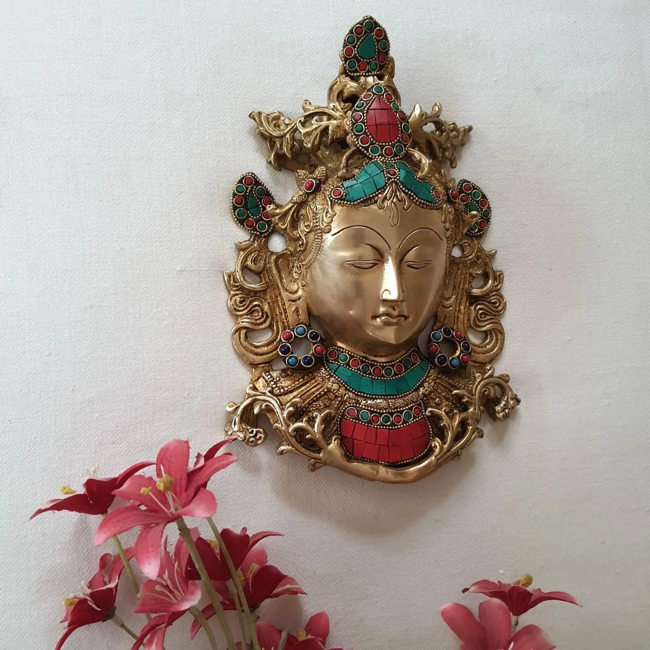 Tara Mask Brass Wall Decor