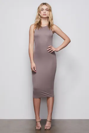 THE BODY SCULPTED MIDI DRESS | LATTE 001