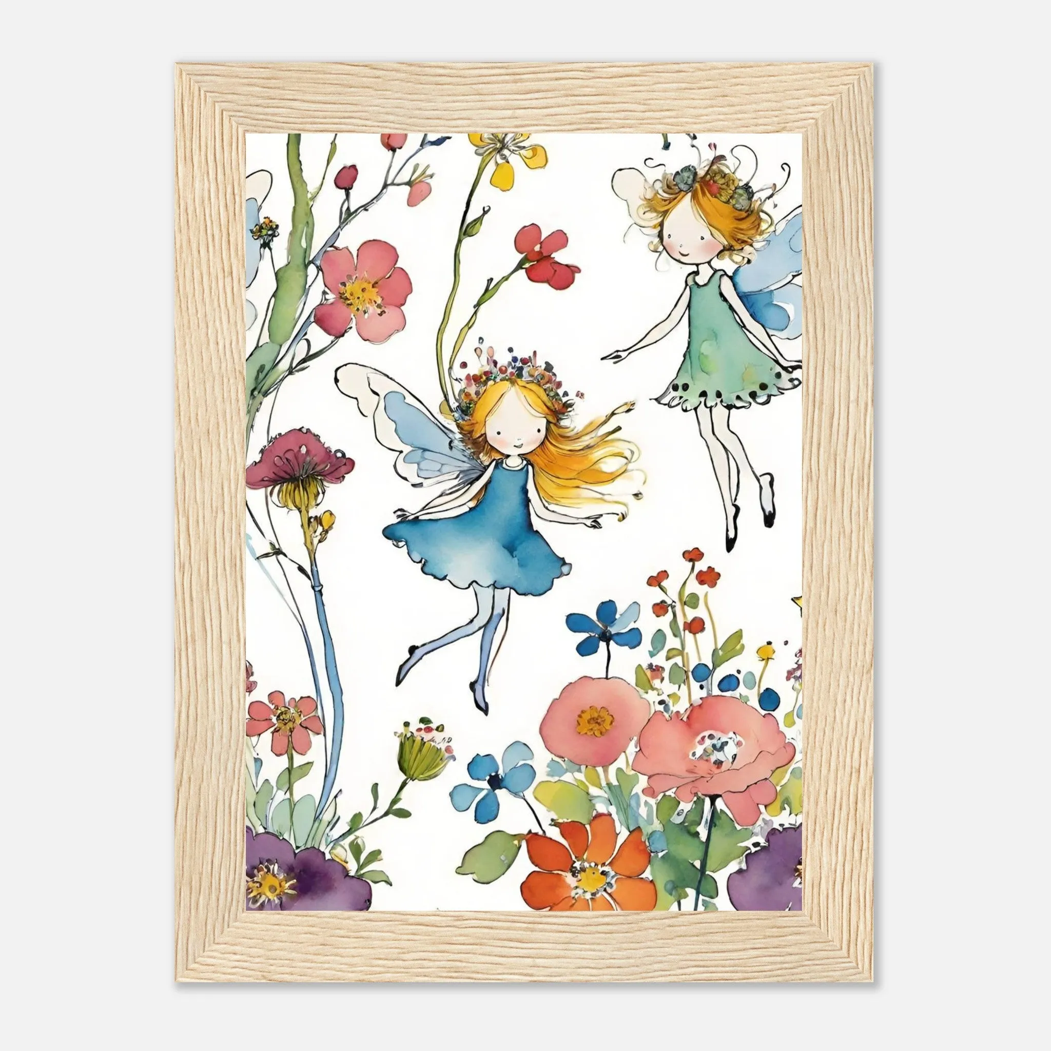 Vampire Art Fairy Garden Classic Semi-Glossy Paper Wooden Framed Poster - Flying Fairies